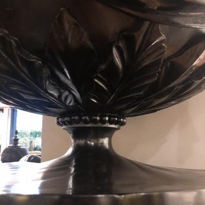 3172 Early 19th Century Neoclassical Carved and Ebonized Wooden Urn