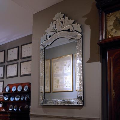 3182 Venetian Mirror with Etched Floral and Grape Motifs
