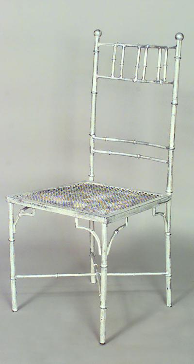 32 Faux Bamboo 19 20th Cent Painted Iron Ballroom Side Chairs