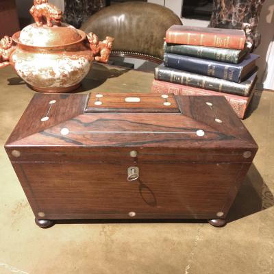 3215 Early 19th Century Regency Mother of Pearl Inlaid Tea Caddy