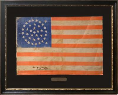 38 Star American Parade Flag Flown at a Reception for President Grant 1880