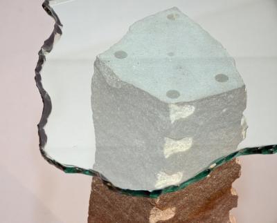 Stone and Free Edge Glass Console 1970s