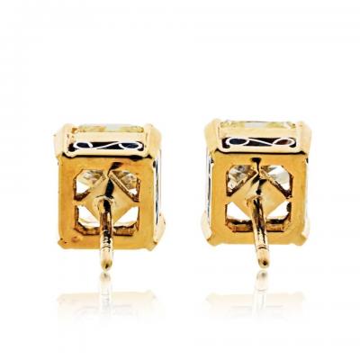 4 04cttw Radiant Cut Fancy Yellow Diamond Stud Earrings