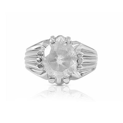 4 Carat Round White Diamond Solitaire Mens Platinum Ring