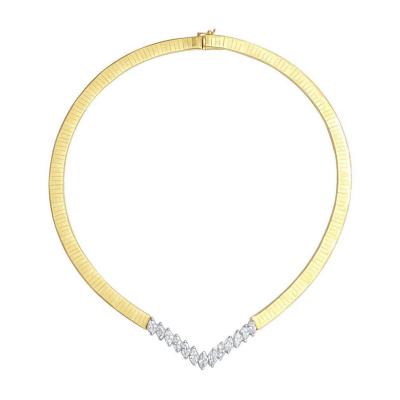 4 Carat Total Marquise Diamond Herringbone Choker Necklace in 14K Gold