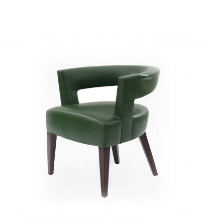 4 Contemporary Green Leather Arm Chairs