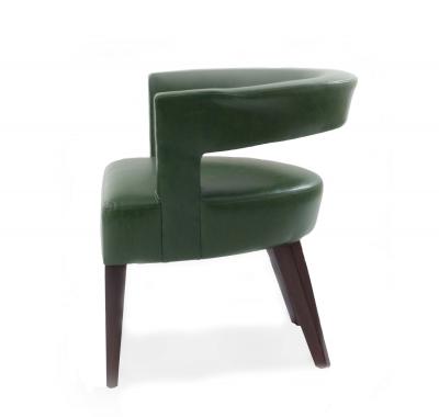 4 Contemporary Green Leather Arm Chairs