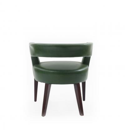 4 Contemporary Green Leather Arm Chairs