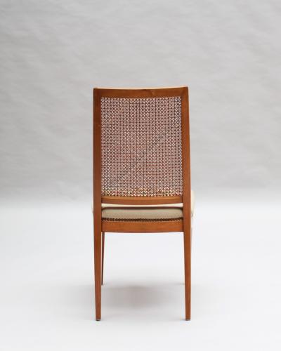 4 Fine French 1940s Cherry Cane and Tapestry Side Chairs