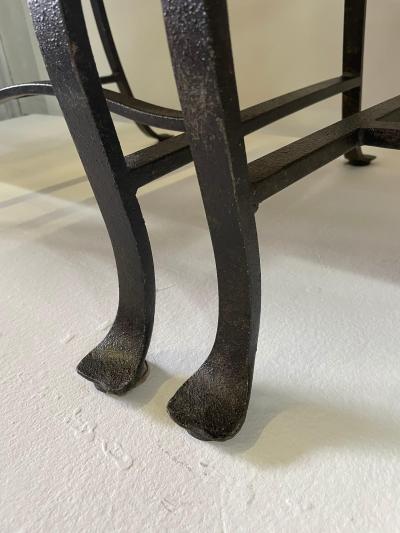 4 Heavy Hand Wrought Iron and Woven Raffia Armchairs