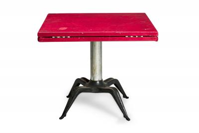 4 Italian Mid Century Red Round dining cafeTable