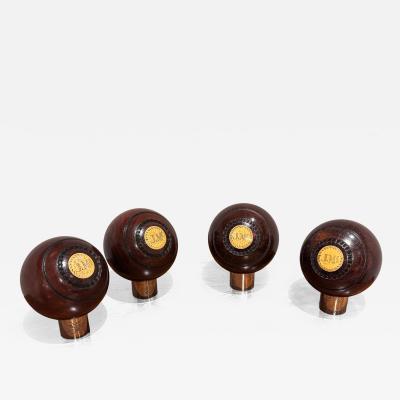 4 Lawn Balls 19th Century Lignum Vitae inlaid numbers Monogram