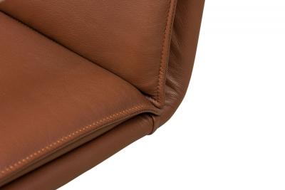 4 Lisbon Contemporary Modern Clay Brown Leather and Polished SIlver Metal Ar