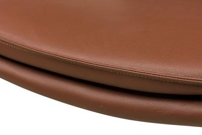 4 Lisbon Contemporary Modern Clay Brown Leather and Polished SIlver Metal Ar