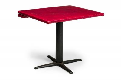 4 Mid Century Red Square Cafe Table