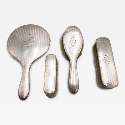4 Piece American Victorian Silver Brush and Mirror Set