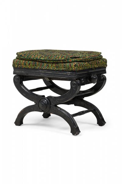 4 Piece Mahogany and Green Paisley Tapestry Upholstered Salon Living Room Set