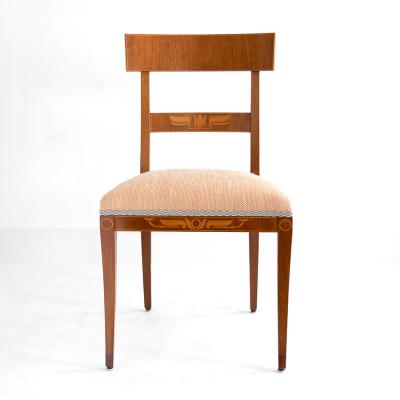 4 SWEDISH GRACE SIDE Klismos CHAIRS IN MAHOGANY WITH MARQUETRY