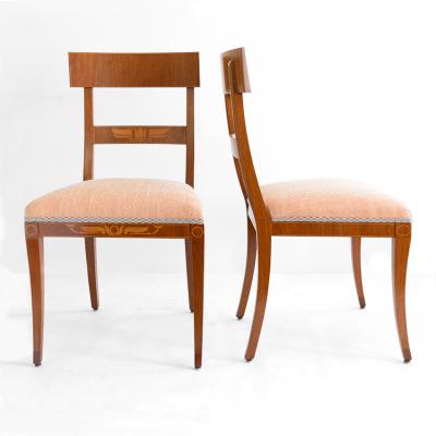 4 SWEDISH GRACE SIDE Klismos CHAIRS IN MAHOGANY WITH MARQUETRY