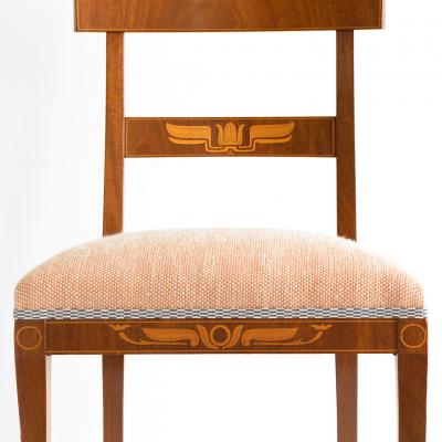 4 SWEDISH GRACE SIDE Klismos CHAIRS IN MAHOGANY WITH MARQUETRY