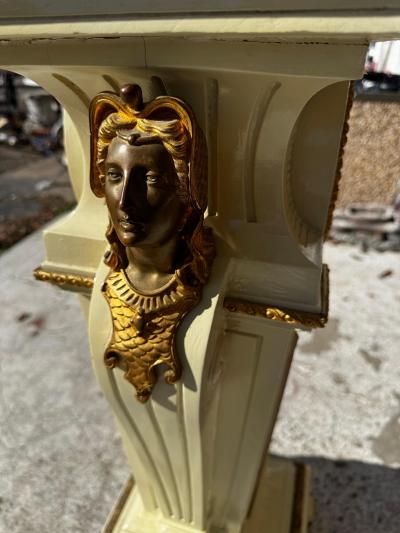 44 Hand Painted and Carved with Gilt Bronze Ormolu Pedestal