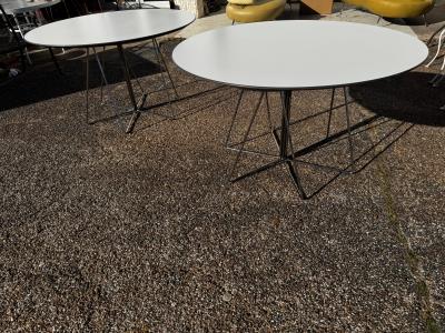 48 Round White Laminate Top Table with Steel Wire Base 2 available 