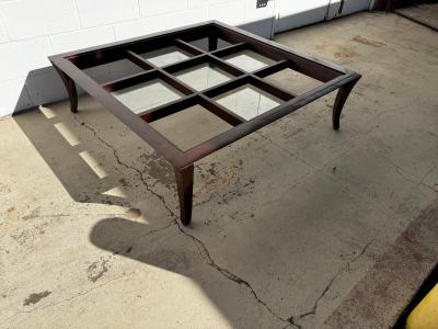 48 x 48 Modern Walnut with Glass Inserts Coffee Table