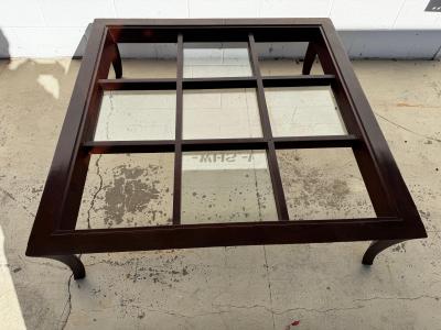 48 x 48 Modern Walnut with Glass Inserts Coffee Table