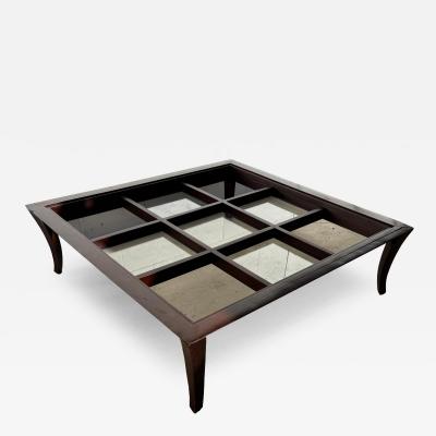 48 x 48 Modern Walnut with Glass Inserts Coffee Table
