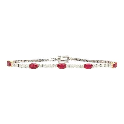 5 13 carat Ruby and Diamond Tennis Bracelet in 18K White Gold