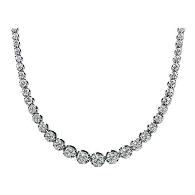 5 5 Carat Diamond 18K White Gold 4 Prong Graduated Tennis Necklace