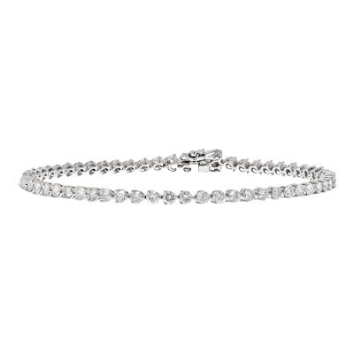 5 75 Carat Natural Round Diamond 3 Prong Tennis Bracelet in 18k White Gold