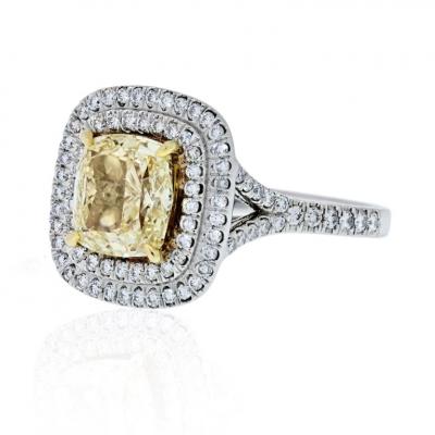 5 CARAT RADIANT CUT DIAMOND FANCY INTENSE YELLOW GIA RING