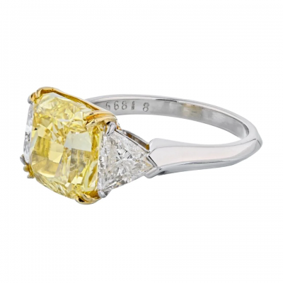 5 CARAT SQUARE RADIANT CUT THREE STONE DIAMOND ENGAGEMENT RING