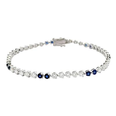 5 Carat Blue Sapphire Lab Grown Diamond 3 Prong Tennis Bracelet