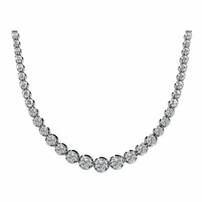 5 Carat Diamond Platinum Graduated Tennis Choker Necklace 16 