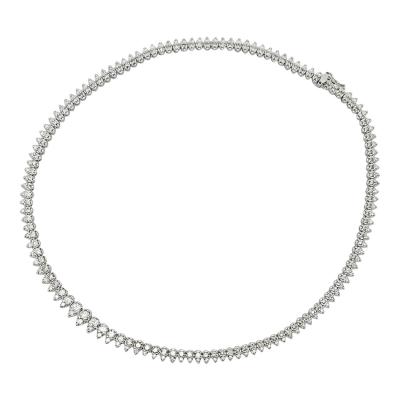 5 Carat Round Cut Diamond Platinum 2 Row Teardrop Tennis Necklace