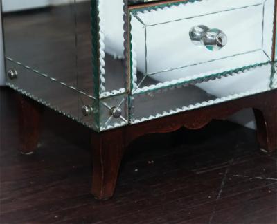 5 Drawer Pie Crust Mirrored Chest with Ebonized Legs