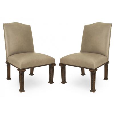 5 English Georgian Leather Side Chairs