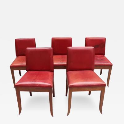 5 French Art Deco Mahogany Side Chairs