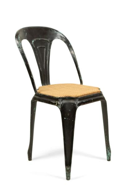 5 French Art Deco Metal Cafe Side Chairs