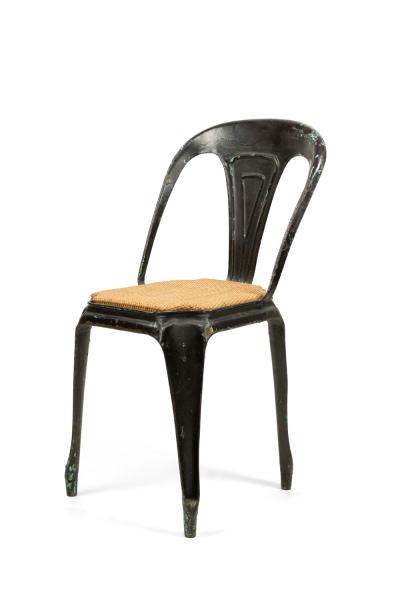 5 French Art Deco Metal Cafe Side Chairs