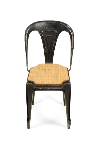 5 French Art Deco Metal Cafe Side Chairs