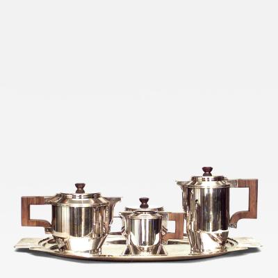 5 Piece French Art Deco Silver Plate Tea Set