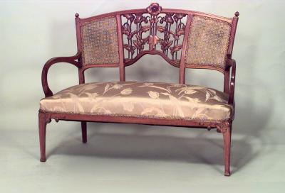 5 Piece French Art Nouveau Walnut Living Room Set