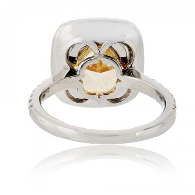 5 carat Radiant Cut Diamond Fancy Intense Yellow Halo Engagement Ring