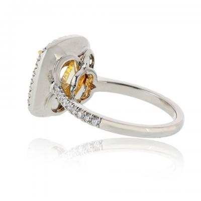 5 carat Radiant Cut Diamond Fancy Intense Yellow Halo Engagement Ring