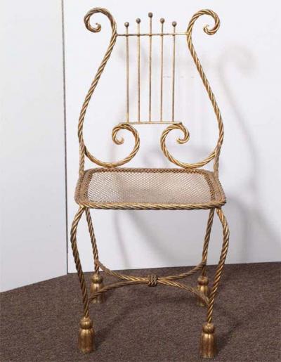50s Gilded Decorator Lira Metal Side Chair