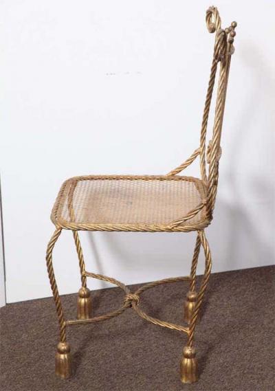 50s Gilded Decorator Lira Metal Side Chair
