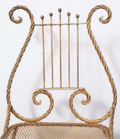 50s Gilded Decorator Lira Metal Side Chair